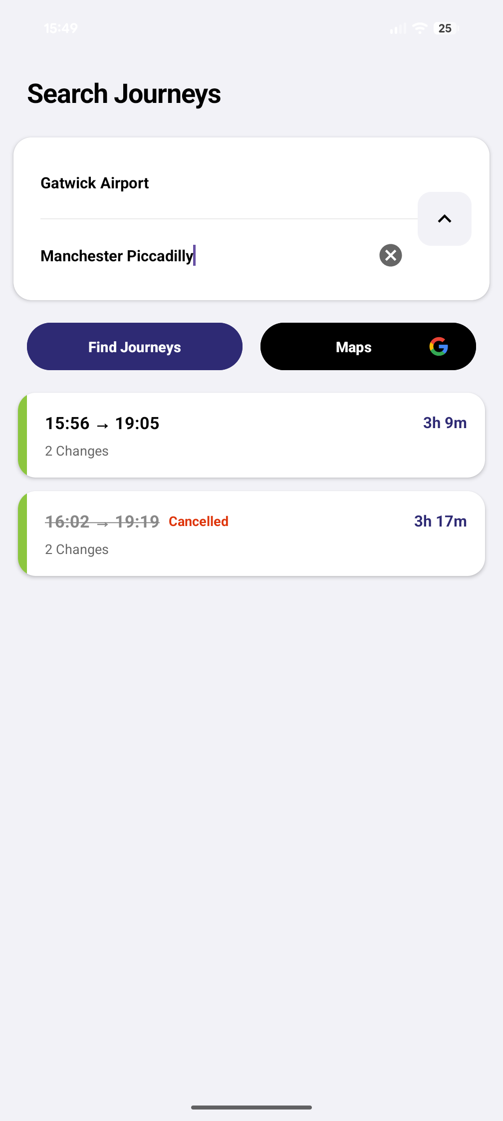 CallingPoint journey search functionality